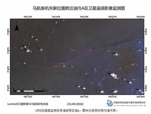 中科院公布失联海域遥感影像 发现三处油污(图)