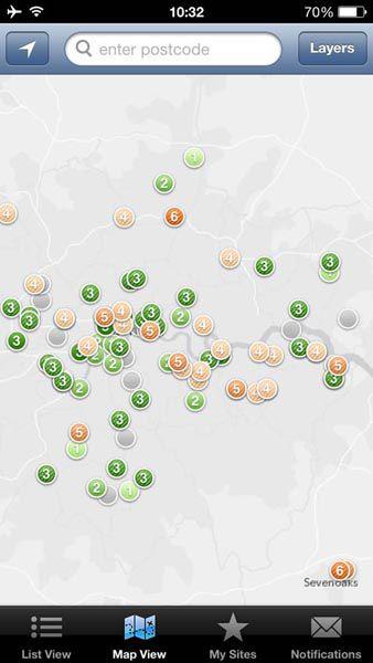 图为今日伦敦附近空气质量示意图